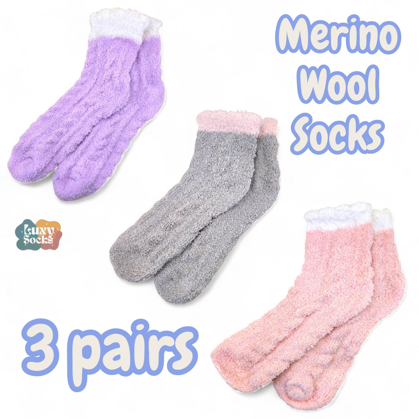 Cozy Petals - Merino Wool Socks (3 pack)